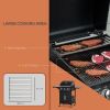 Outsunny Outdoor 3 Burner Gas Grill Portable BBQ Trolley with Wheels Warming Rack Shelves Cabinet Thermometer Black