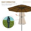 Outsunny 9FT 3 Tiers Tan Outdoor Patio Umbrella with Crank Push Button Tilt for Deck Backyard Lawn Sun Shade