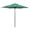 Outdoor 7.5 Foot Palm Print Round Push-up and Tilt Market Patio Umbrella