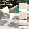 K&K 4-Piece Boho Rope Patio Furniture Set, Outdoor Furniture with Acacia Wood Table