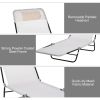 Outsunny Folding Chaise Lounge Chair, Cream White, 5-Level Adjustable with Headrest, Breathable Mesh for Beach & Patio