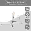 Outsunny Folding Chaise Lounge Chair, Cream White, 5-Level Adjustable with Headrest, Breathable Mesh for Beach & Patio