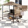 Outsunny 8' x 5' Outdoor Grill Gazebo, Barbecue Gazebo Shelter with Side Awning, 2 Side Shelves and 6 Hooks, Brown