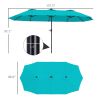 Outsunny 13ft Double-Sided Market Umbrella, Large Patio Umbrella with Solar Lights, Crank Handle for Garden, Pool, Yard, Blue