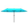 Outsunny Patio Umbrella 15ft Double-Sided Outdoor Market Extra Large Umbrella with Crank Handle for Backyard, Blue