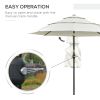 Outsunny 3-Tier 9tf Patio Umbrella, Outdoor Market Umbrella with Crank and Push Button Tilt for Deck, Backyard, beige