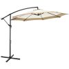 Outsunny 10 ft Offset Umbrella, with Easy Crank and Stable Base for Patio Living Spaces,Tan