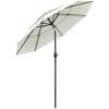 Outsunny 3-Tier 9tf Patio Umbrella, Outdoor Market Umbrella with Crank and Push Button Tilt for Deck, Backyard, beige