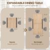 Outsunny 35.5"-71" Expandable Outdoor Dining Table for 4-6 Person, Aluminum Patio Table with Slatted Wood Grain Top, Natural