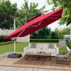 11FT Patio Umbrella Outdoor Square Double Top Umbrella in Red (without Umbrella Base)