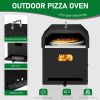 Portable Square Charcoal Pizza Oven 36.4x33.7x45.6cm Black Iron BBQ Grill with Carry Handle Outdoor Barbecue Cooking Stove for Backyard Camping Patio