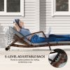Outsunny Set of 2 Wicker Chaise Lounge Chair Outdoor Patio Lounger with Adjustable Back, Wheels, Cushion, and Armrests, Gray