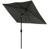 Outsunny Patio Umbrella: 6.5x10, Dark Gray, Rectangular with Crank and Push Button Tilt for Outdoor Shade|