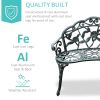 Outsunny Garden Bench Chair Floral Rose Design, Antique Green Cast Aluminum Frame, Outdoor Loveseat for Patio, Park, Deck