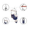 Oxford Cloth Hardwood With Cup Holder Wooden Stick Perforated 100kg Seaside Courtyard Oxford Cloth Hanging Chair Blue RT