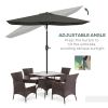Outsunny Patio Umbrella: 6.5x10, Dark Gray, Rectangular with Crank and Push Button Tilt for Outdoor Shade|