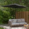 Outsunny Patio Umbrella: 6.5x10, Dark Gray, Rectangular with Crank and Push Button Tilt for Outdoor Shade|