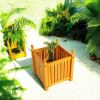 Wood Outdoor Square Wooden Flower and Herb Pot for Garden, Porch and Patio - Outside Plant and Vegetable Container ,Planter,Teak
