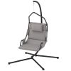 Outsunny Hammock Chair with Stand and PA Coating Cushion, Hanging Swing Chair with Steel Frame for Indoor and Outdoor, Gray