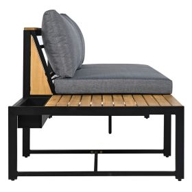 TREXM Patio Furniture Set with Loveseats, 4 Pieces Outdoor Sofa Set with Waterproof Cushions, Patio Furniture with Durable Iron-Wood Design for Garden