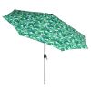 Outdoor 7.5 Foot Palm Print Round Push-up and Tilt Market Patio Umbrella