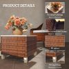 Outsunny Outdoor Side Table with PE Rattan, Patio End Table with Natural Fir Wood Tabletop and Legs