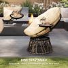 Outsunny 360° Swivel Outdoor Papasan Chair, Overstuffed Circle Chair with Side Tray, Thickened Cushion for Indoor, Patio, Beige