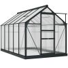 Outsunny 6' x 10' x 7' Polycarbonate Greenhouse, Heavy Duty Outdoor Aluminum Greenhouse Kit with Vent and Door for Backyard Garden, Gray