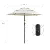 Outsunny 3-Tier 9tf Patio Umbrella, Outdoor Market Umbrella with Crank and Push Button Tilt for Deck, Backyard, beige