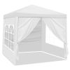 6.5x6.5FT Folding Canopy Tent with 4 Sidewalls 2 Zipper Doors and 2 Windows PE Fabric Outdoor Gazebo Shelter with Powder Coated Steel Frame Spiral Tub
