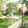 Metal Garden Arch with Gate 79.5'' Wide x 86.6'' High Climbing Plants Support Rose Arch Outdoor