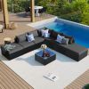 8-Pieces Outdoor Patio Furniture Sets;  Garden Conversation Wicker Sofa Set;  Single Sofa Combinable