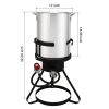 30QT Propane Turkey Fryer Set Silver Aluminum Pot with Black Round Iron Stand Outdoor Gas Deep Fryer Kit for Frying Turkey Seafood and Boiling Crawfis
