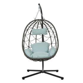 Egg Chair with Stand Indoor Outdoor Swing Chair Patio Wicker Hanging Egg Chair Hanging Basket Chair with Stand for Bedroom Living Room Balcony (Color: as Pic)